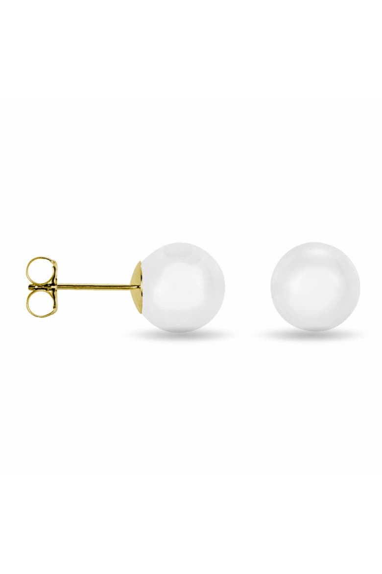 14K Yellow Gold Pearl Studs, Main, color, Gold