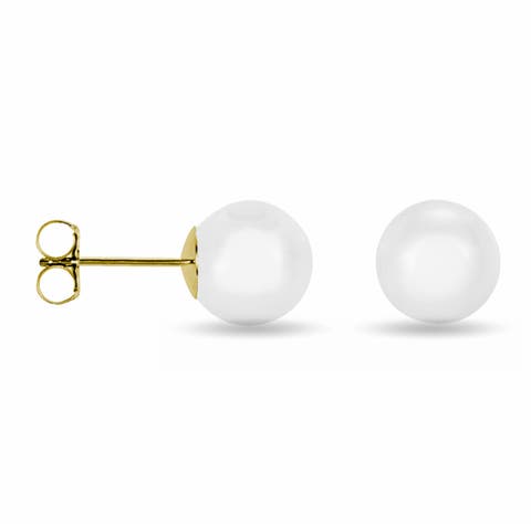 14K Yellow Gold Pearl Studs