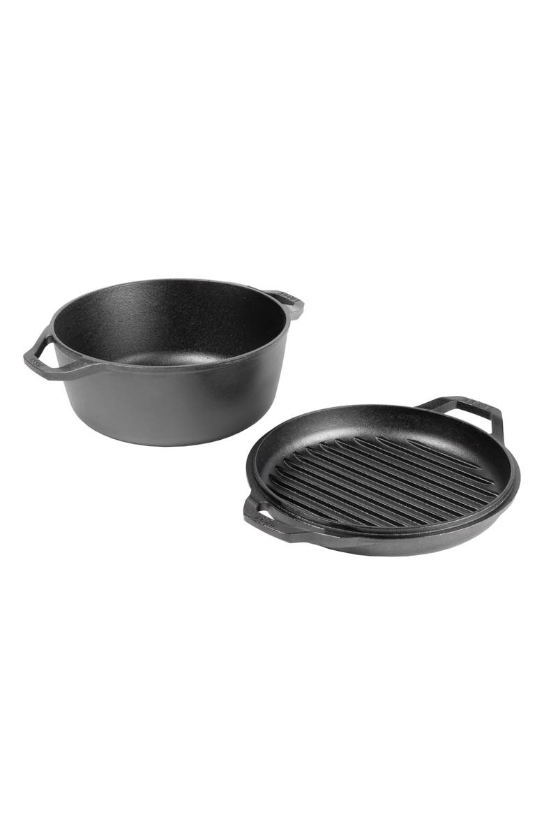 LODGE Chef Collection 6-Quart Cast Iron Double Dutch Oven, Alternate, color,