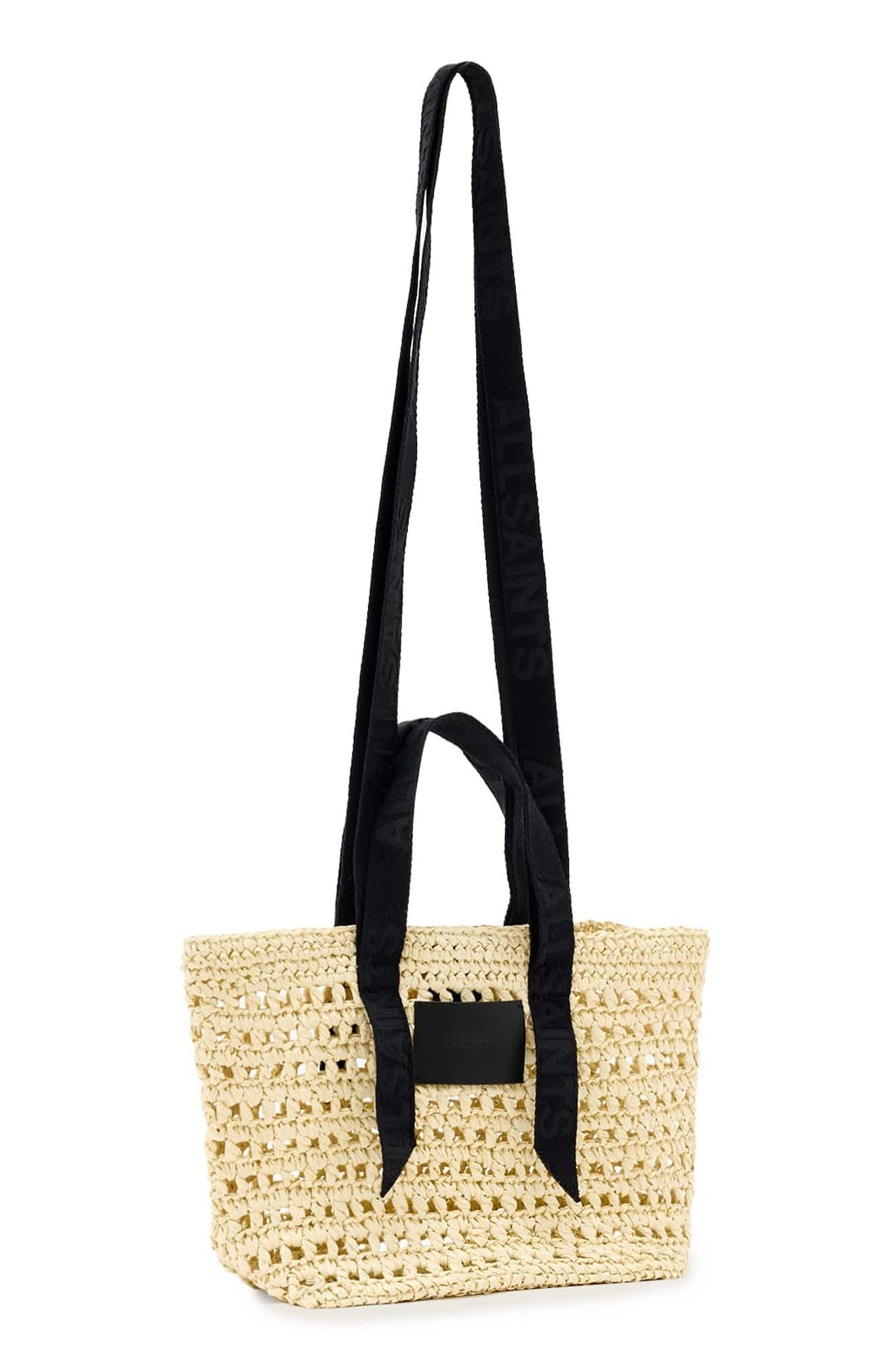 AllSaints Mini Celayne Straw Tote, Alternate, color, Unbleached White