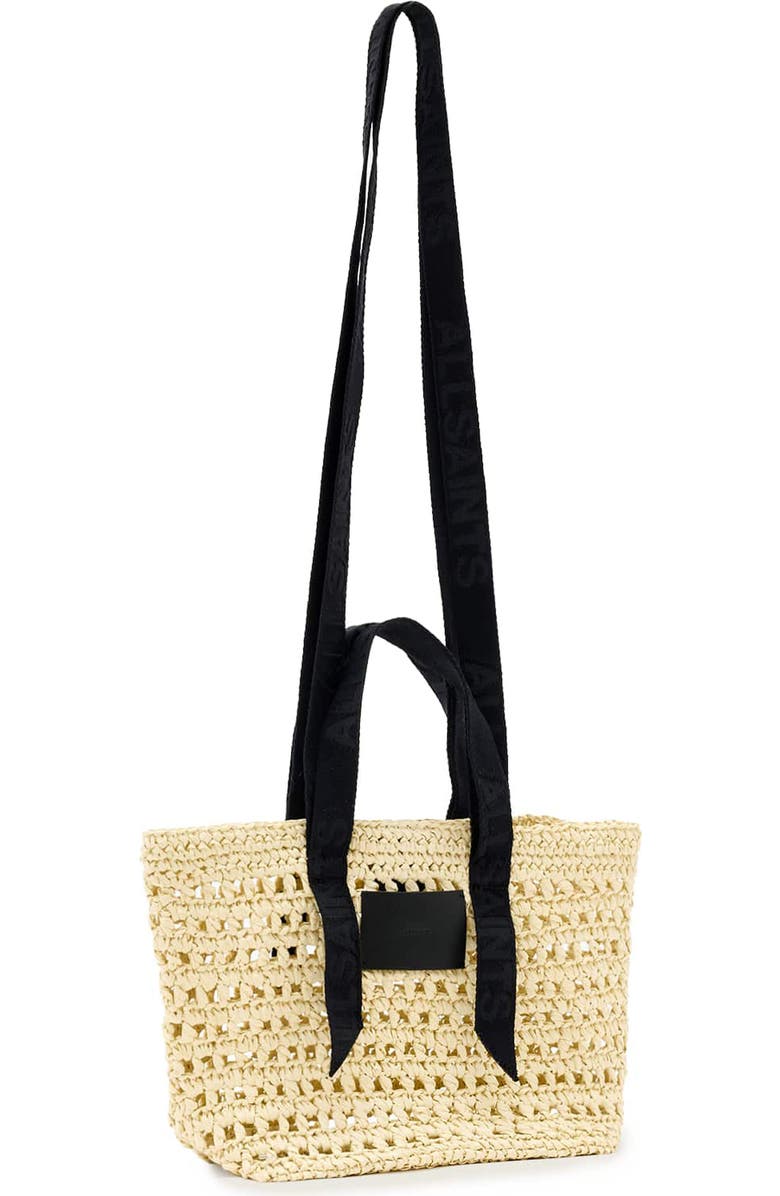 AllSaints Mini Celayne Straw Tote, Alternate, color, Unbleached White
