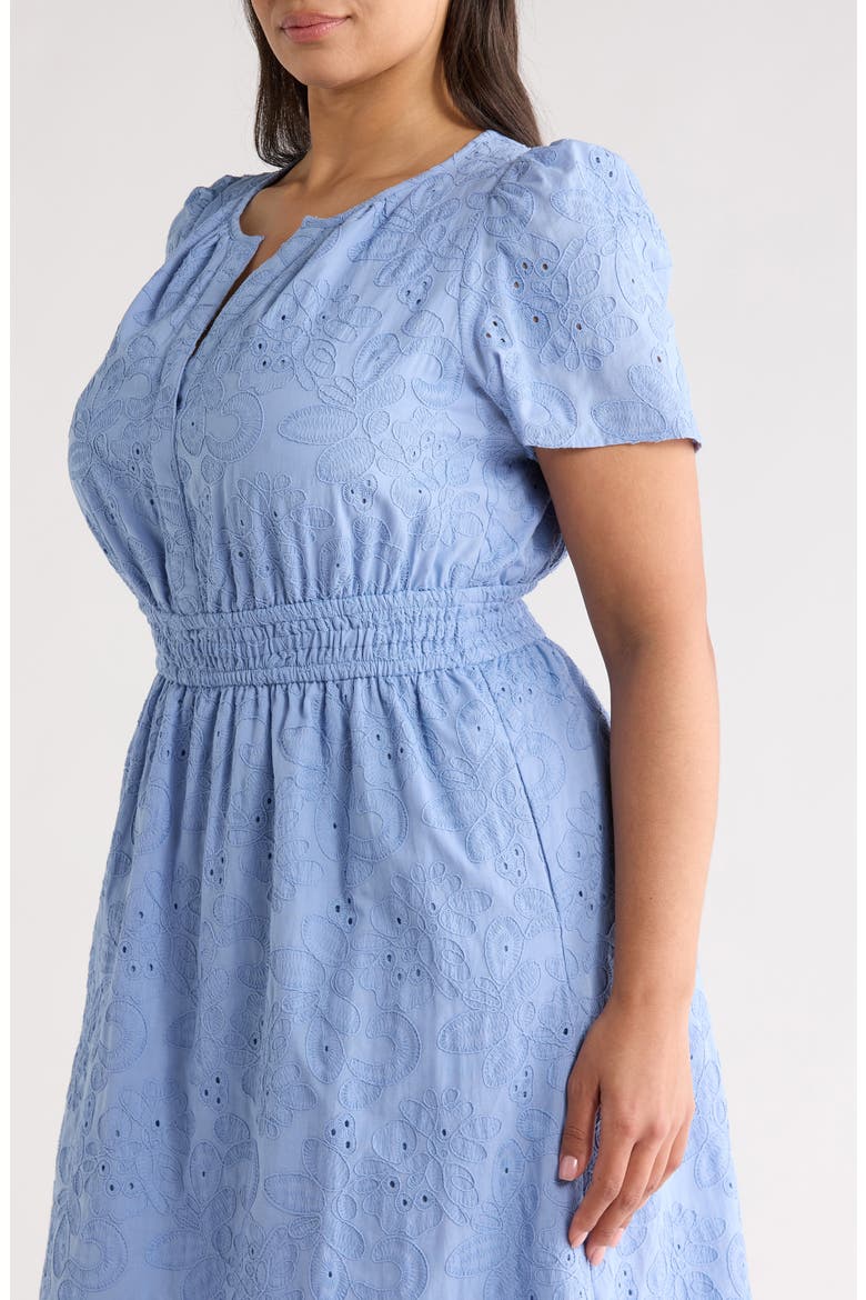Embroidered Eyelet Lace Dress, Alternate, color, SURF BLUE