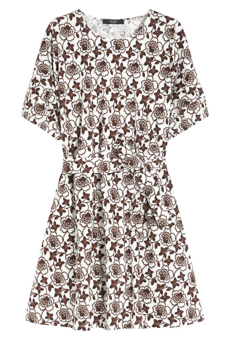 Genero Floral Cotton Jersey Dress, Alternate, color, BROWN