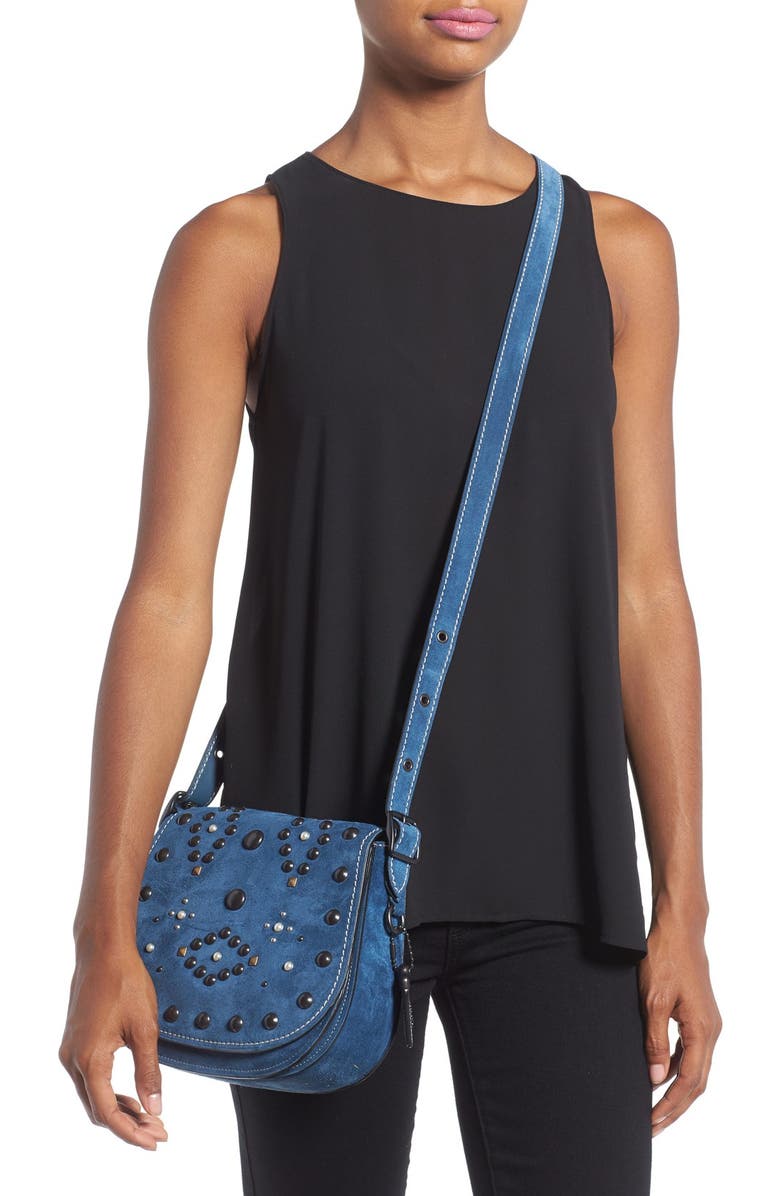 COACH 1941 '23' Suede Saddle Bag, Alternate, color,