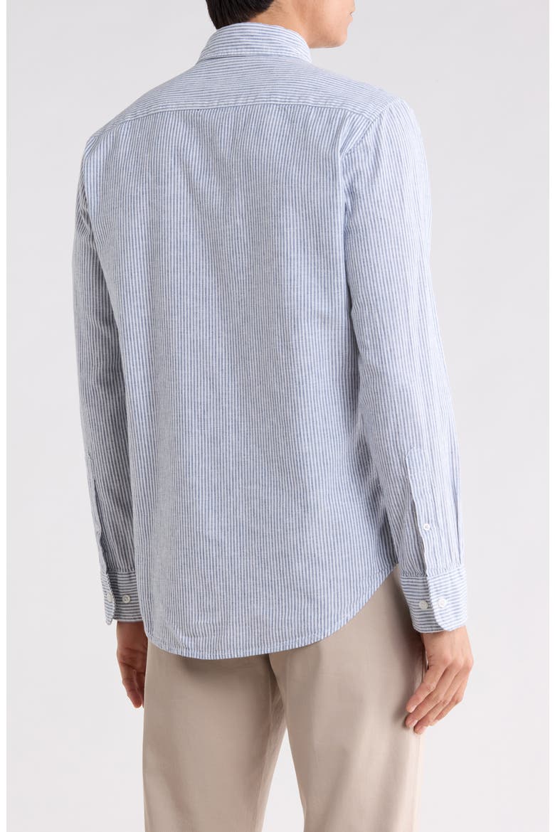 Everyday Slim Fit Cotton & Linen Long Sleeve Button-Down Shirt, Alternate, color, BLUE/ WHITE CHELSEA STRIPE
