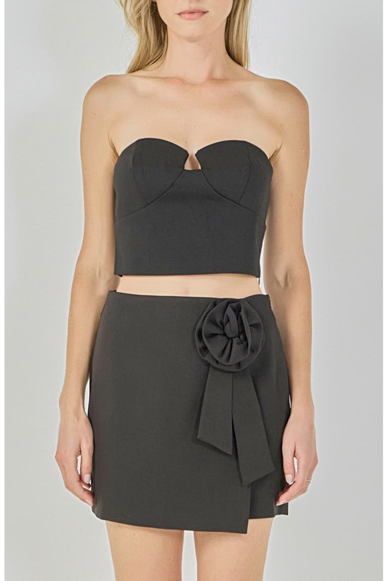 Strapless Crop Top, Main, color, BLACK