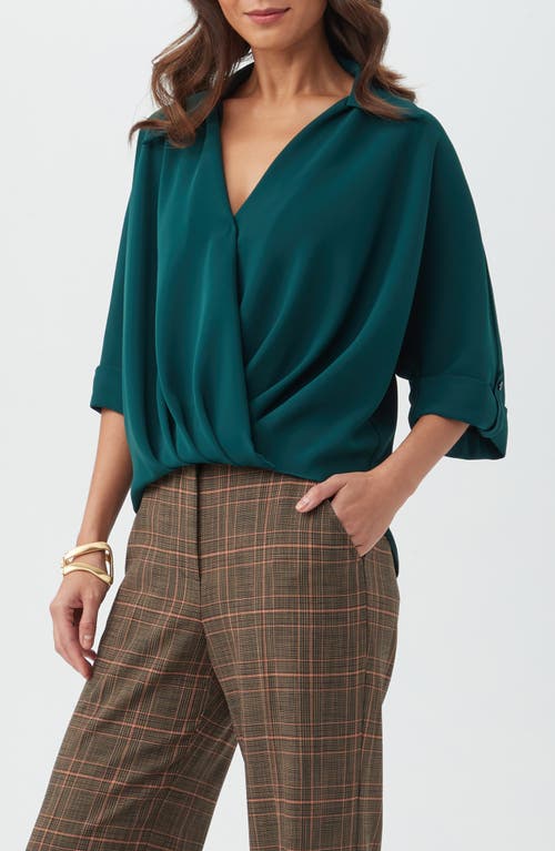 Trina Turk Otto Faux Wrap Top In Green
