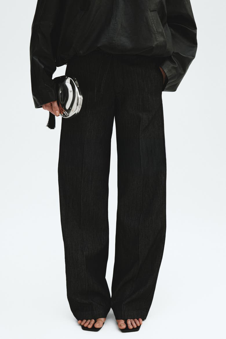 Denim Drawstring Pants, Alternate, color, Washed black