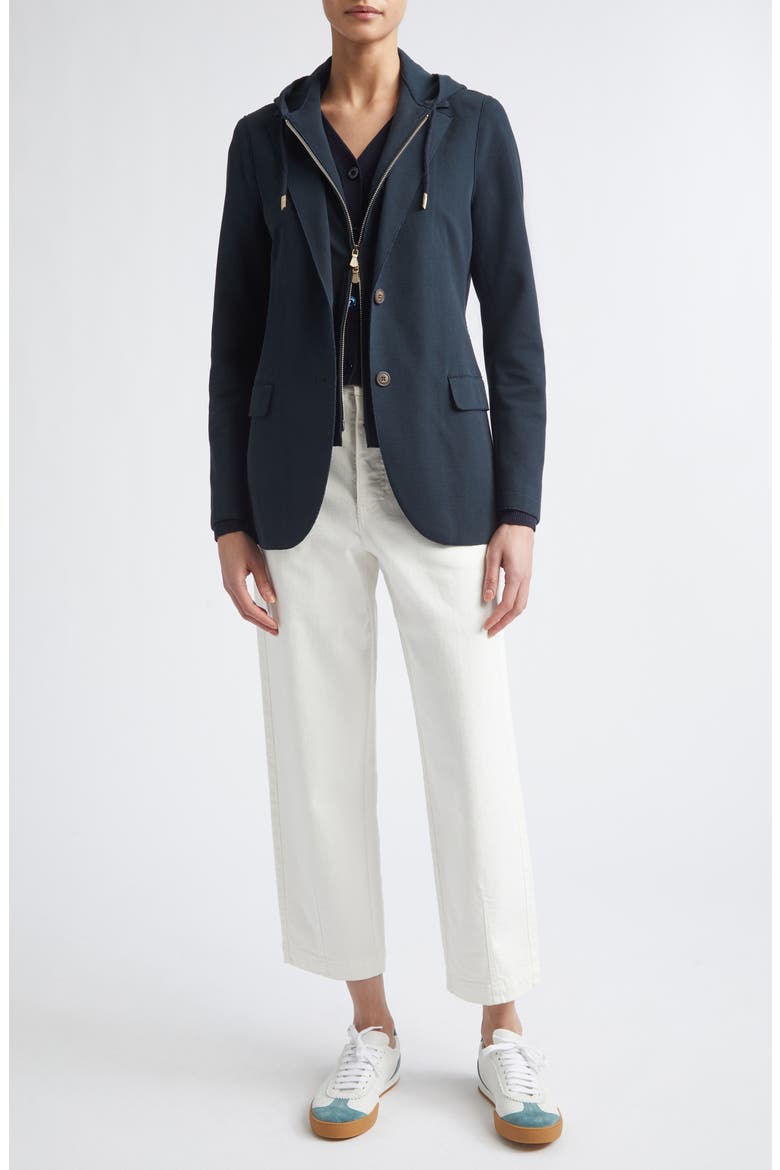 Cotton Blend Knit Blazer with Removable Hooded Bib, Alternate, color, NEW BLUE