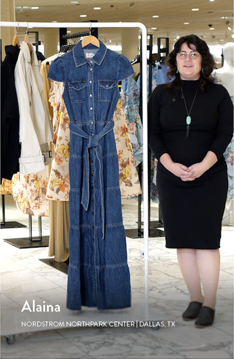 Miranda Tie Belt Denim Maxi Shirtdress, sales video thumbnail