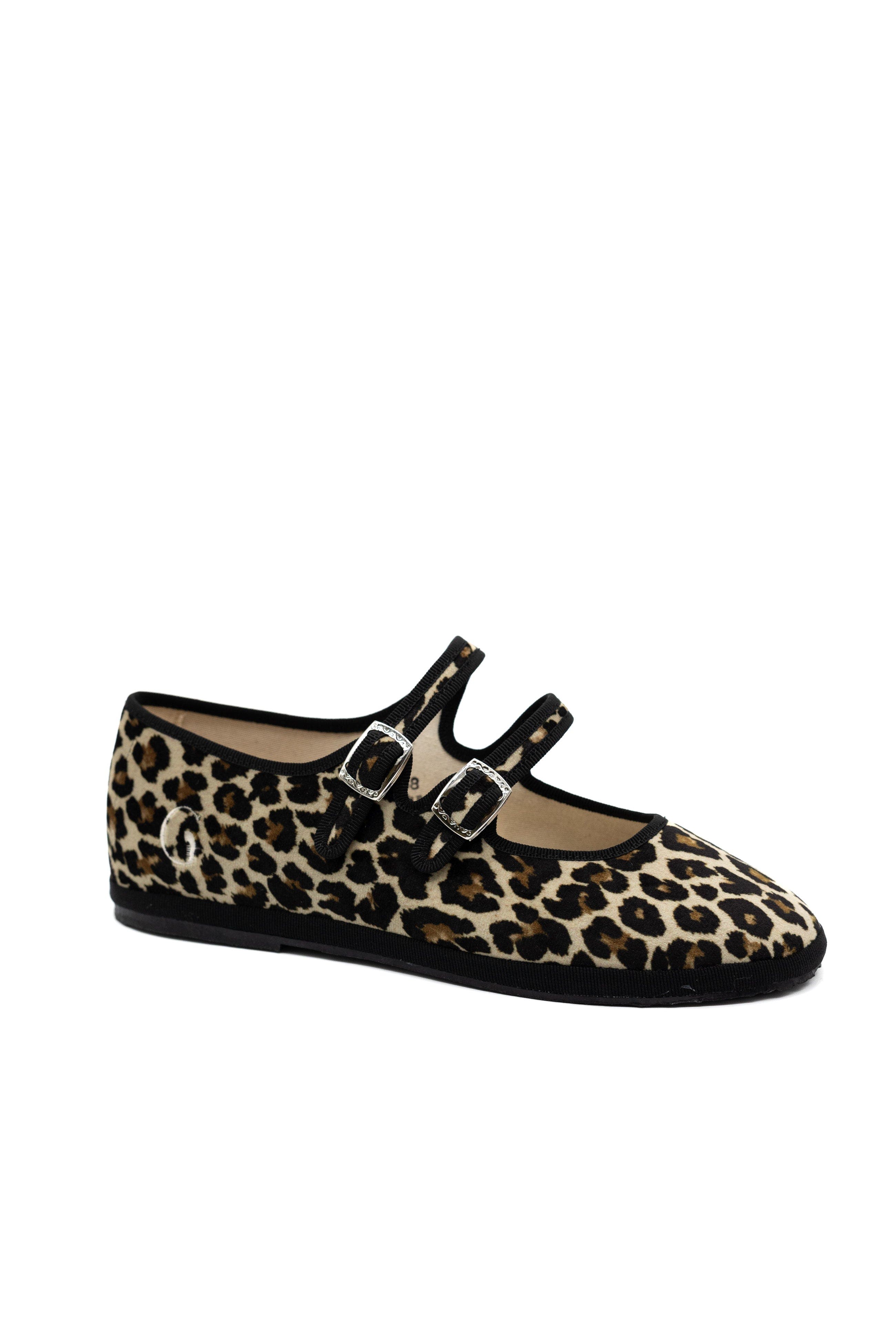 Gondolina Shoes Leopard Mary Jane Double Lace Ballet Flats, Main, color, Animalier