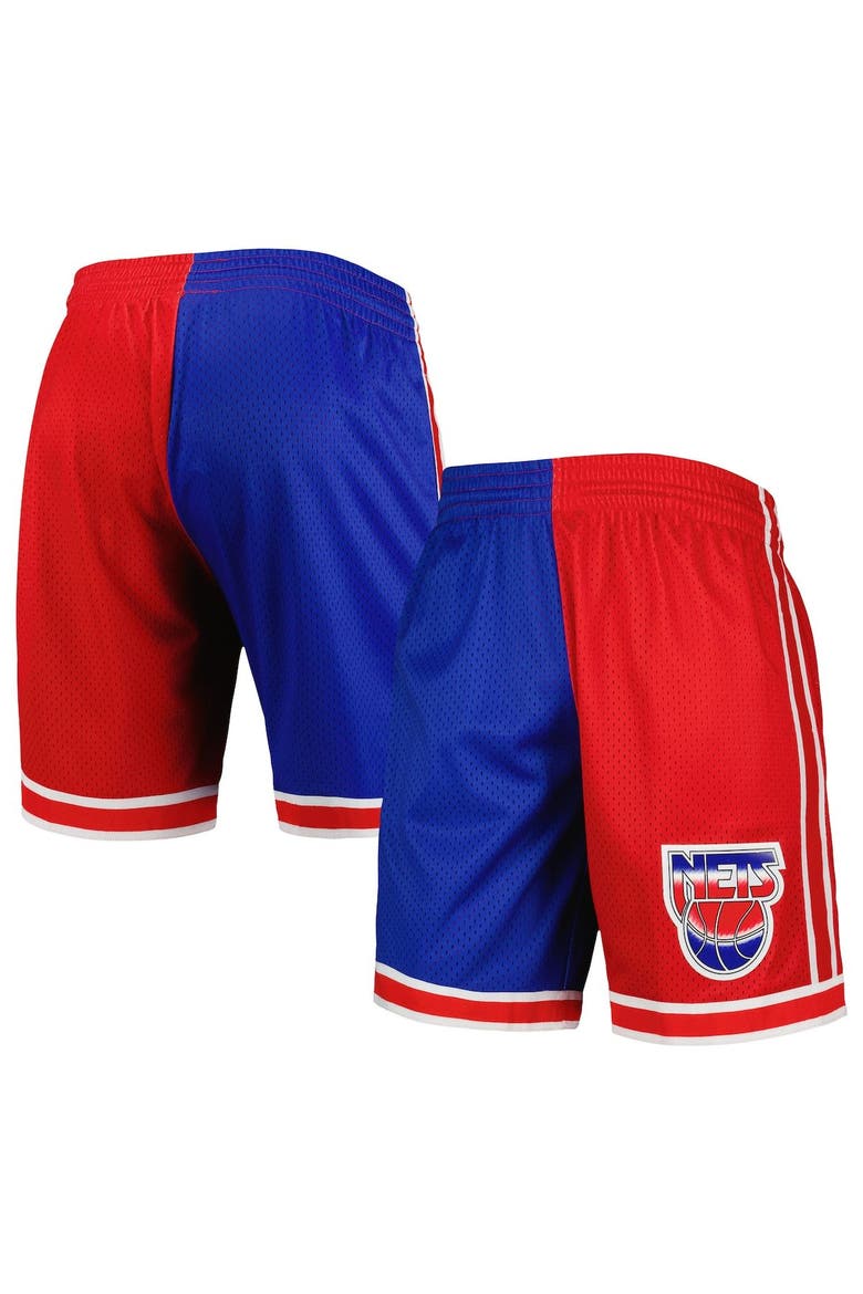 Men's Mitchell & Ness Blue/Red New Jersey Nets Hardwood Classics 1993 Split Swingman Shorts, Main, color, Blue