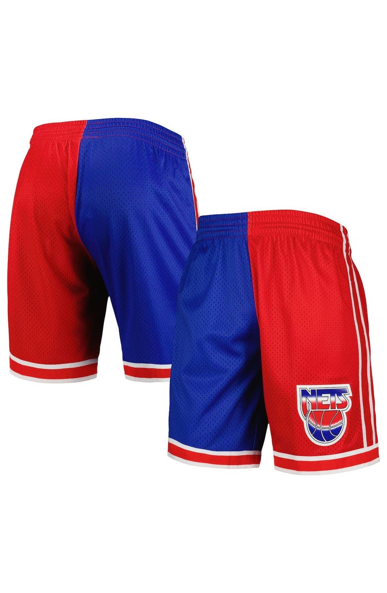 Mitchell & Ness Men's Mitchell & Ness Blue/Red New Jersey Nets Hardwood Classics 1993 Split Swingman Shorts, Main, color, Blue