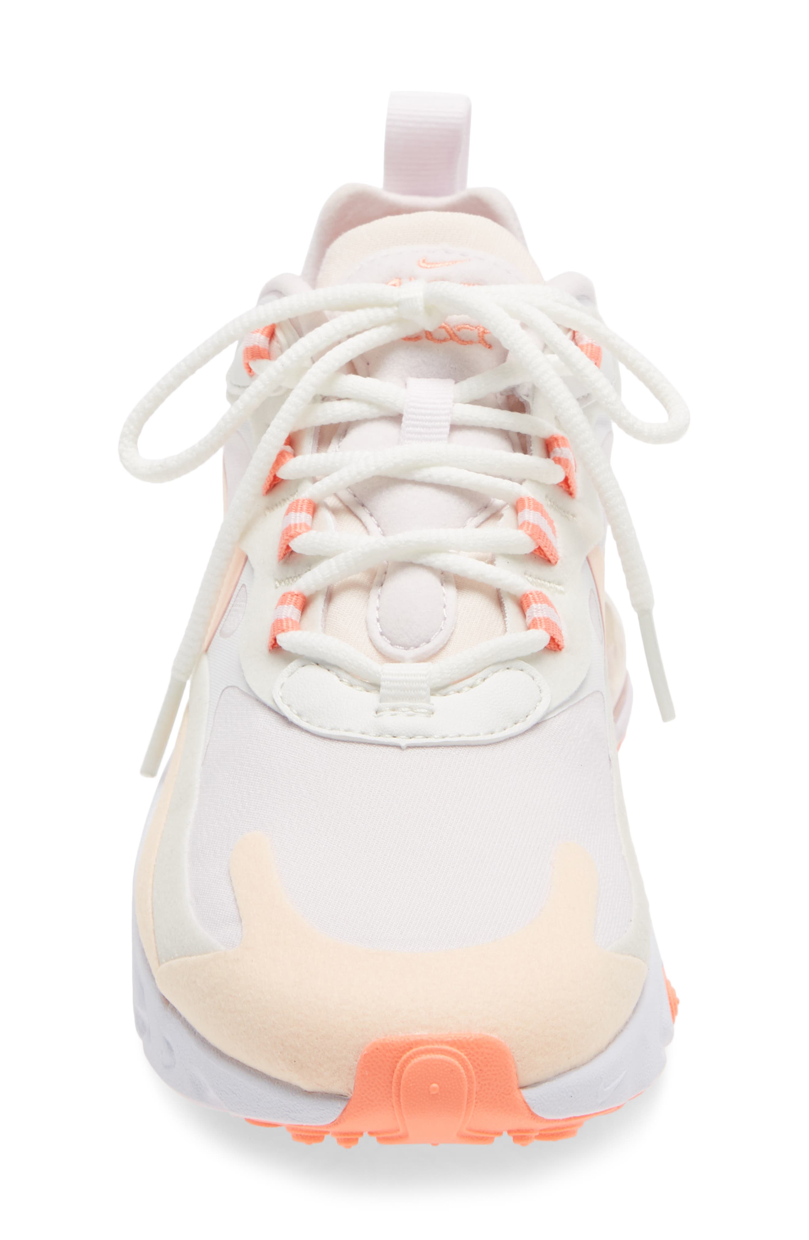 Air Max 270 React Sneaker, Alternate, color, WHITE/ CRIMSON/ LIGHT VIOLET