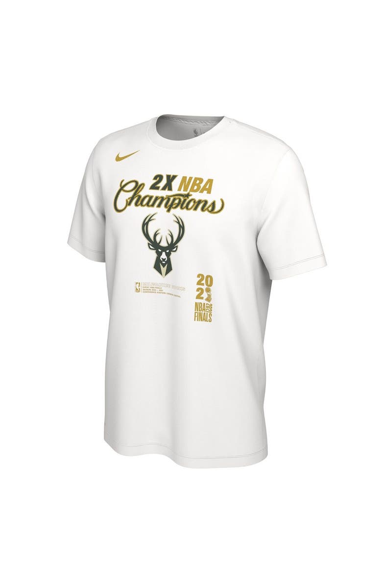 Nike Men's Nike White Milwaukee Bucks 2021 NBA Finals Champions Locker Room T-Shirt, Alternate, color,