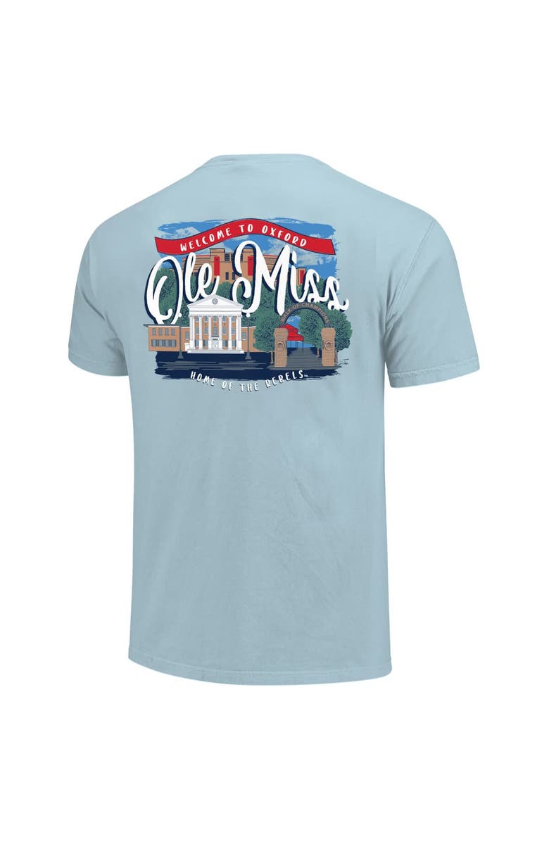 IMAGE ONE Women's Blue Ole Miss Rebels Comfort Colors Campus Scene Drawing Script T-Shirt, Alternate, color, Blue