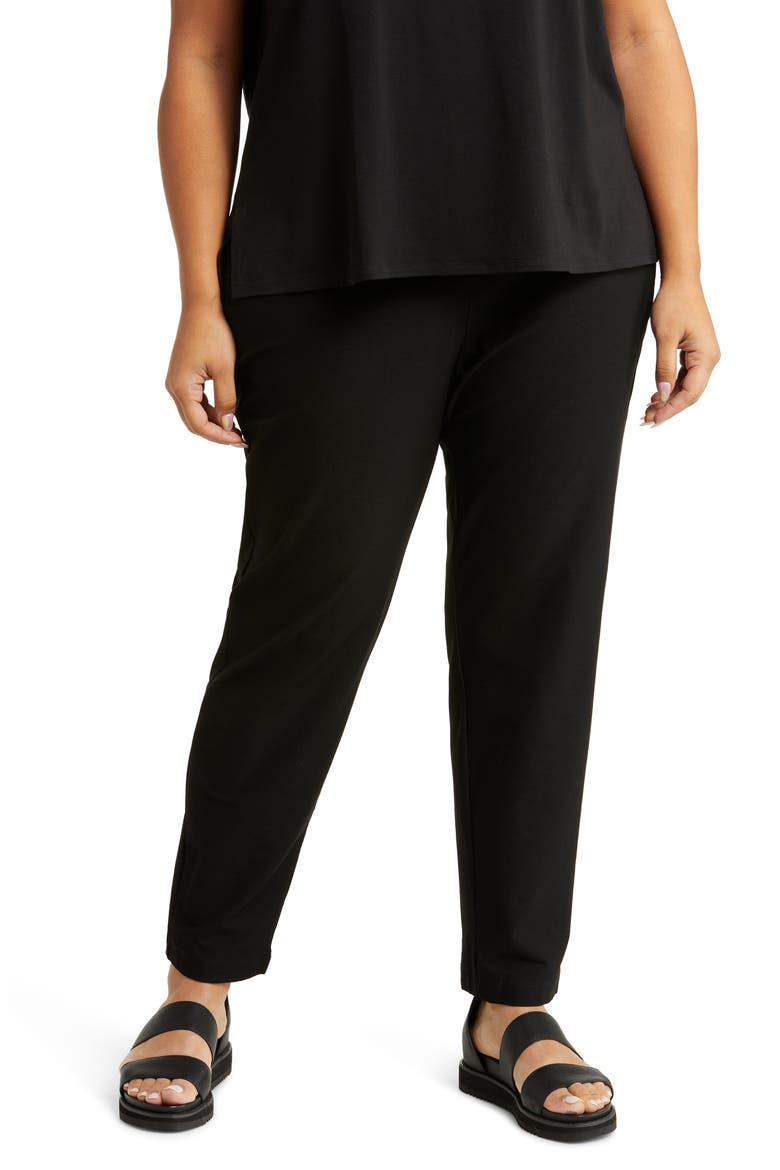Stretch Crepe Slim Ankle Pants, Main, color, BLACK