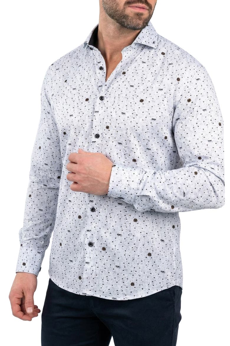 Einstein Cotton Long Sleeve Dress Shirt, Alternate, color, WHITE