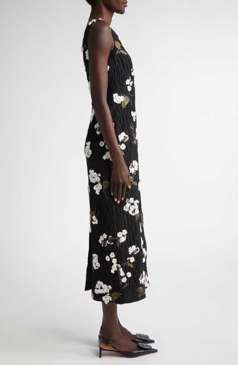 Erdem Floral Appliqué Cloqué Cocktail Dress, Alternate, color, 