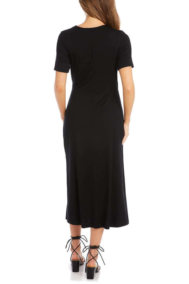 Faux Wrap Midi Dress, Alternate, color, BLACK