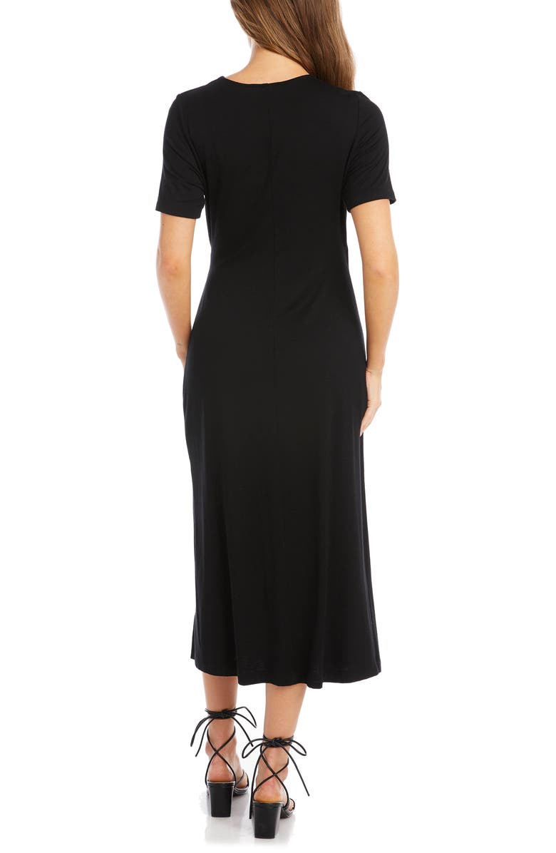 Karen Kane Faux Wrap Midi Dress, Alternate, color, Black
