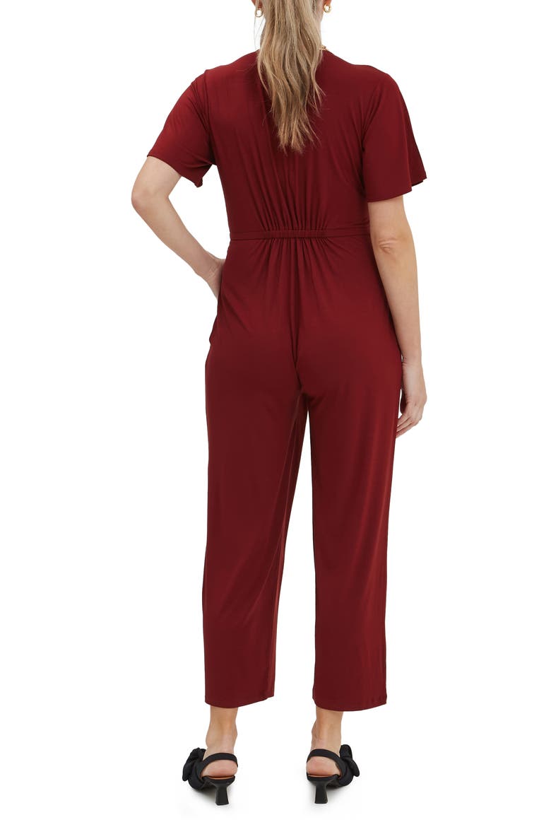 Lucia Maternity & Nursing Wrap Jumpsuit, Alternate, color, CLARET