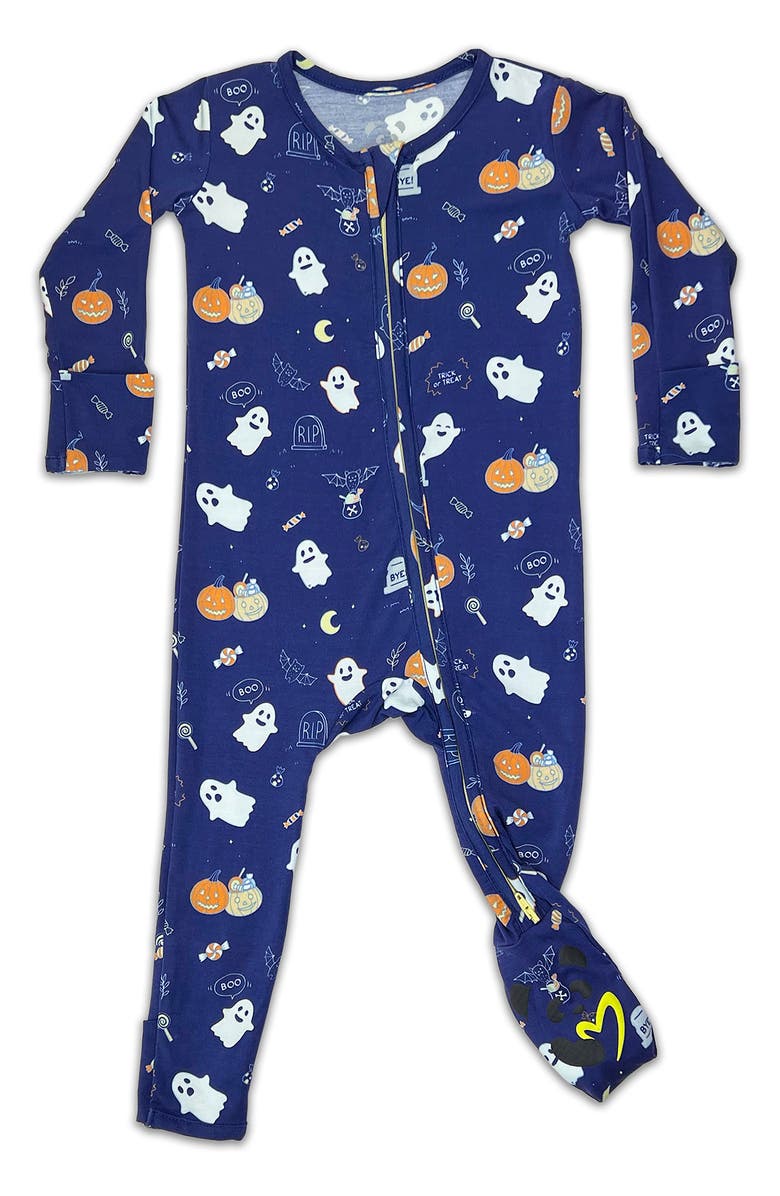 Bellabu Bear Kids' Ghosts Fitted Convertible Footie Pajamas, Main, color,