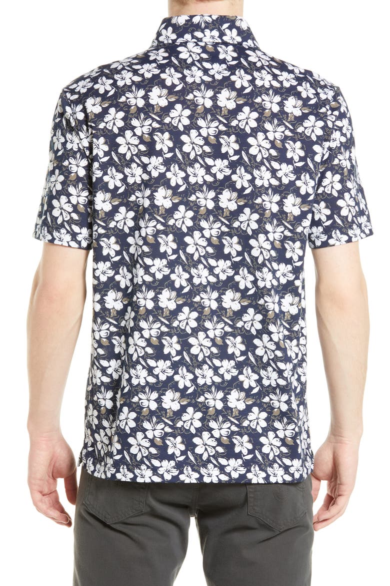 Pico Floral Polo, Alternate, color, OCEAN