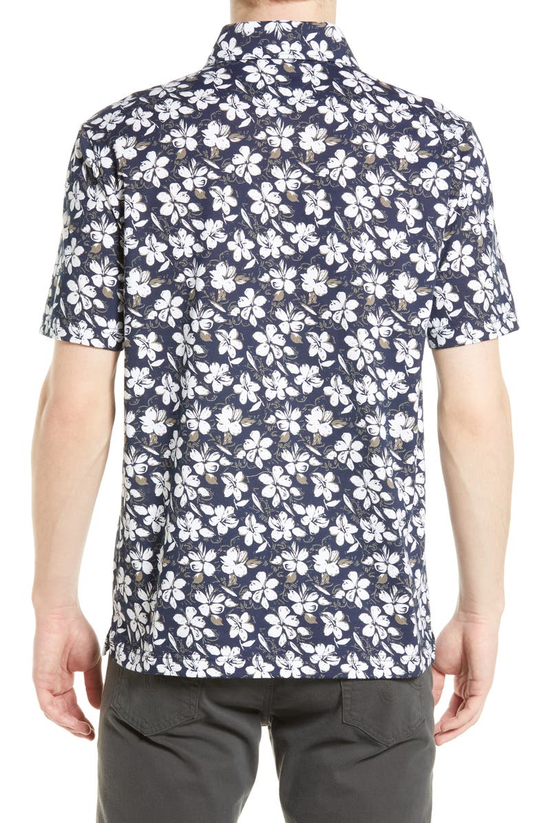 Brax Pico Floral Polo, Alternate, color, Ocean