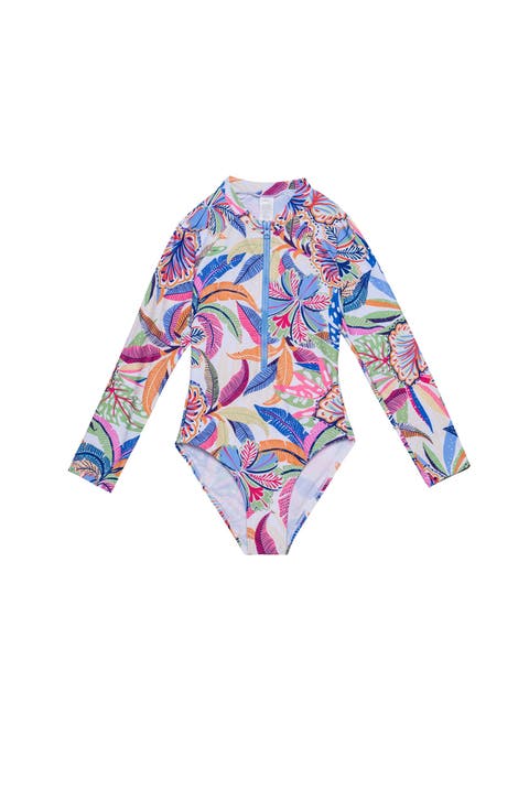 Tropic Fun Long Sleeve Zip Front One Piece