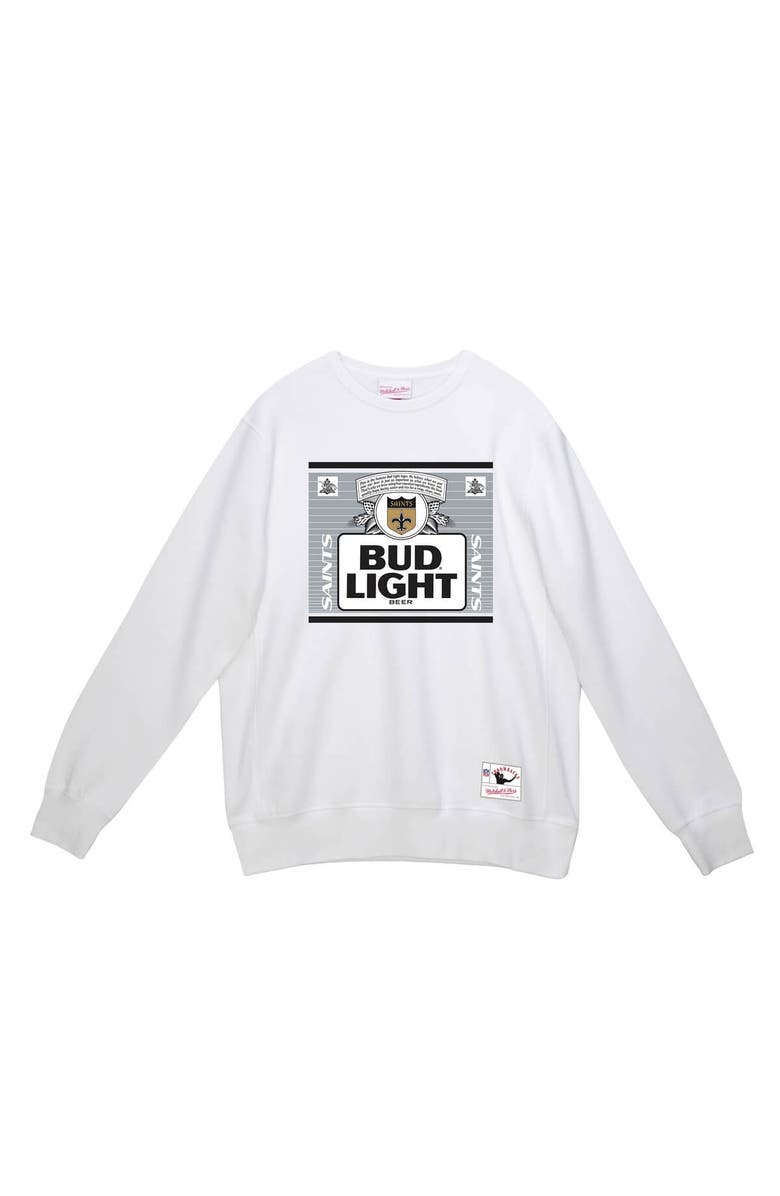 Mitchell & Ness Men's Mitchell & Ness x Bud Light White New Orleans Saints The Crest Pullover Sweatshirt, Alternate, color, White