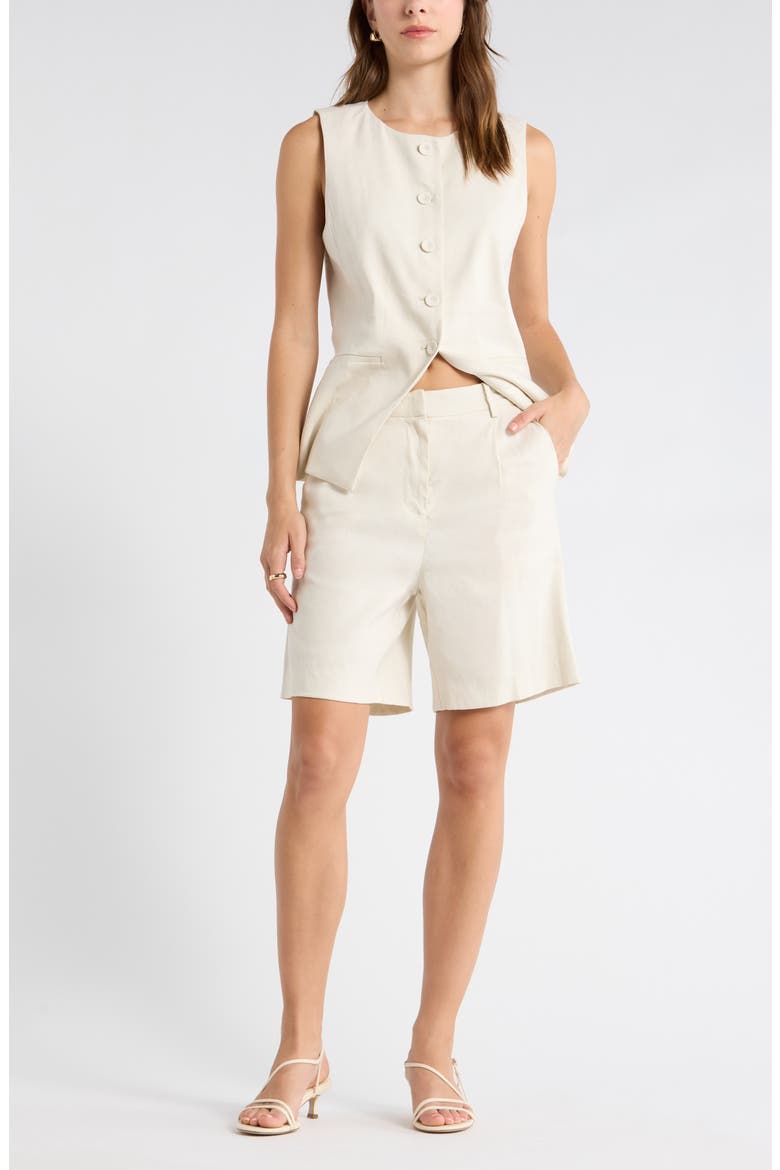 Pleat Front Trouser Shorts, Main, color, IVORY BIRCH