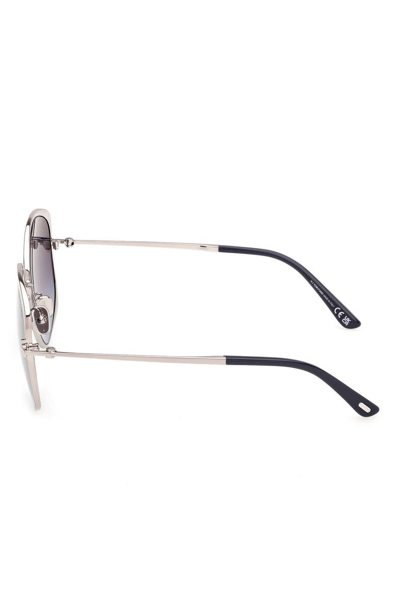 TOM FORD Abbey 58mm Round Sunglasses, Alternate, color, Ruthenium Navy / Gradient Blue