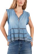 Billy T Lovesick Flounce Sleeveless Denim Top