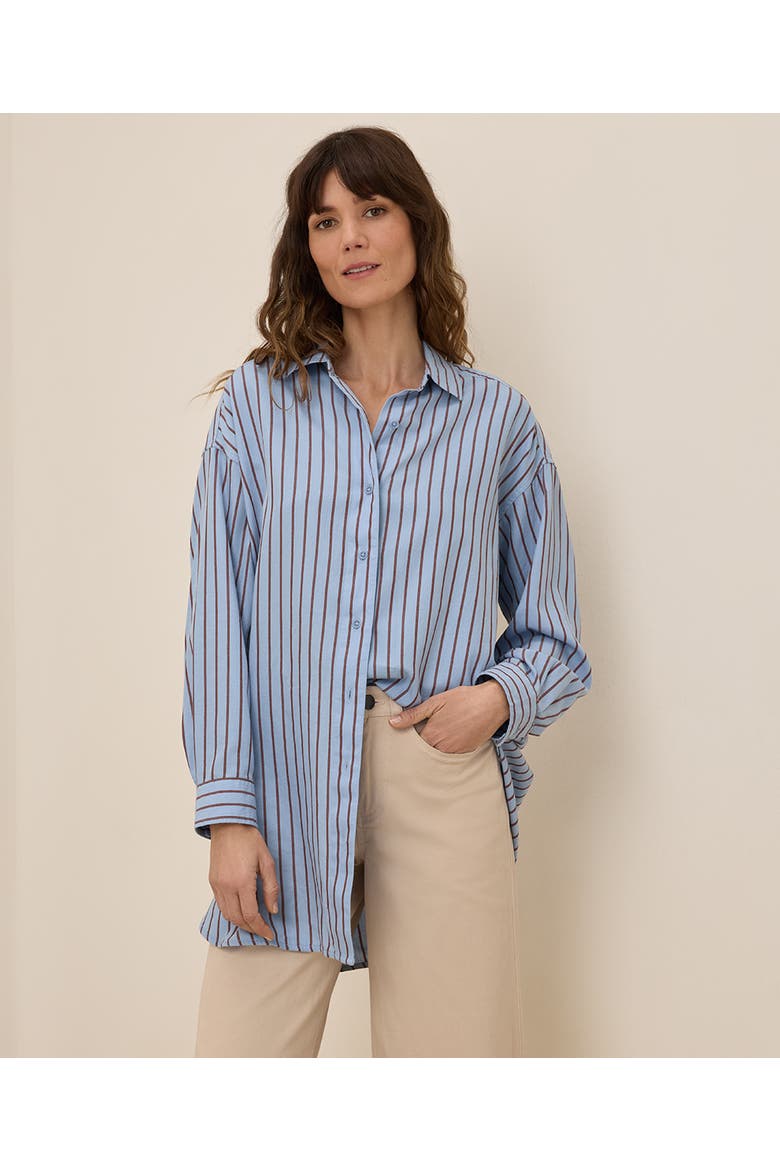 Organic Cotton Sunset Lightweight Cotton Oversized Shirt, Main, color, Del Mar Stripe