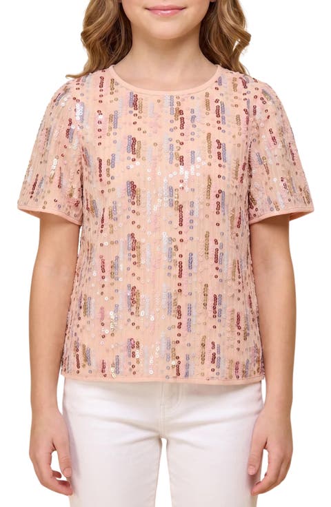 Kids' Sequin Vertical Stripe Top