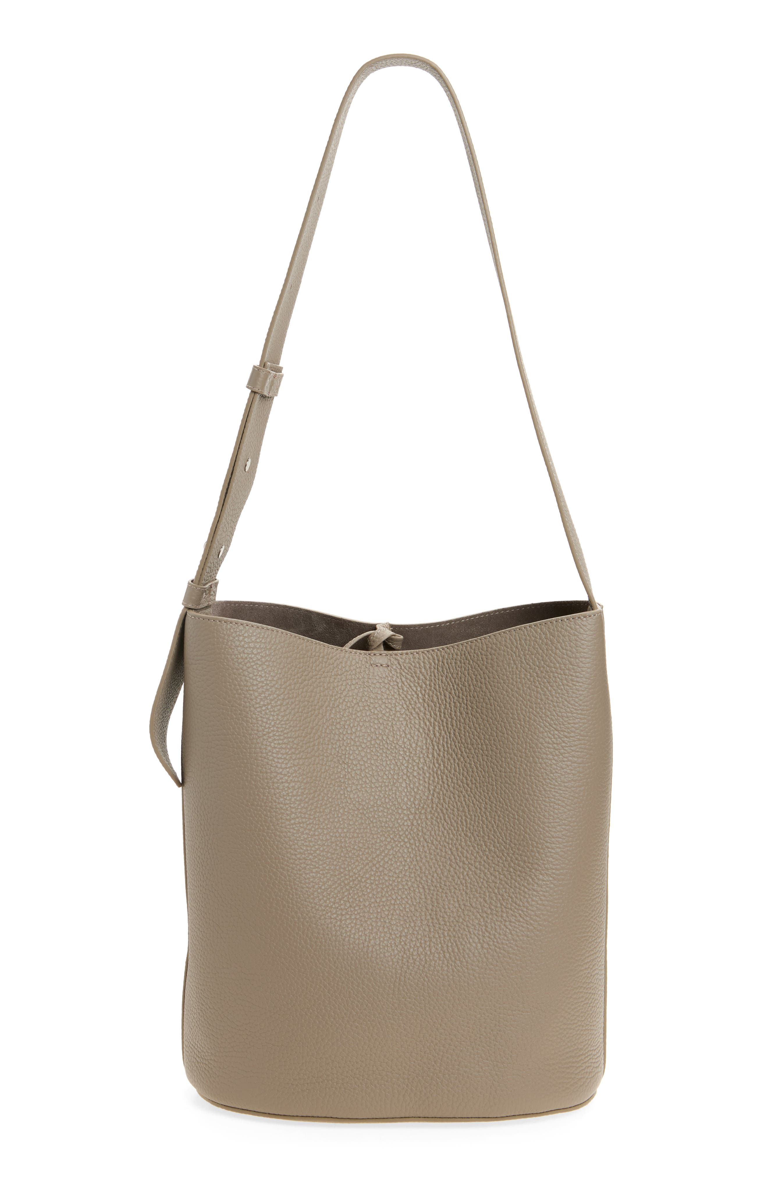 Lié Studio Norma Leather Bucket Tote, Alternate, color, Beige Grosgrain