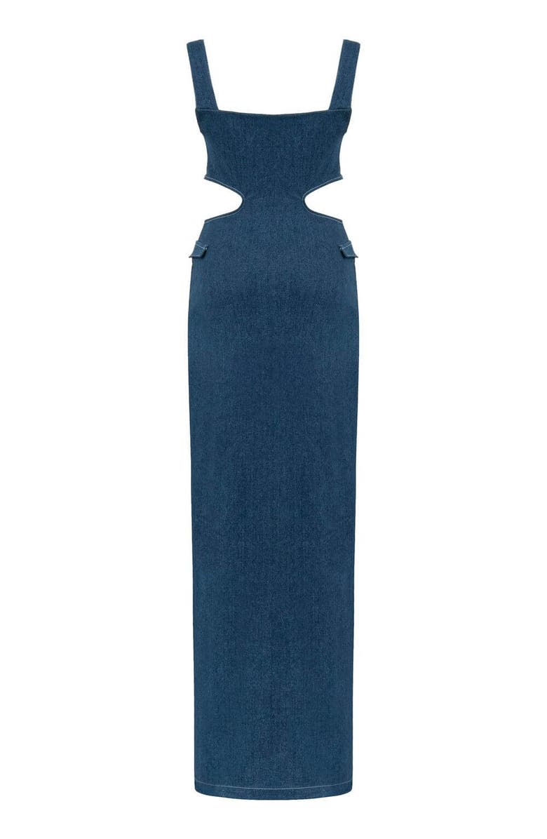 Jendue US Sosa Denim Maxi Dress - Stylish Cutout Jean Dress, Alternate, color, Deep Blue