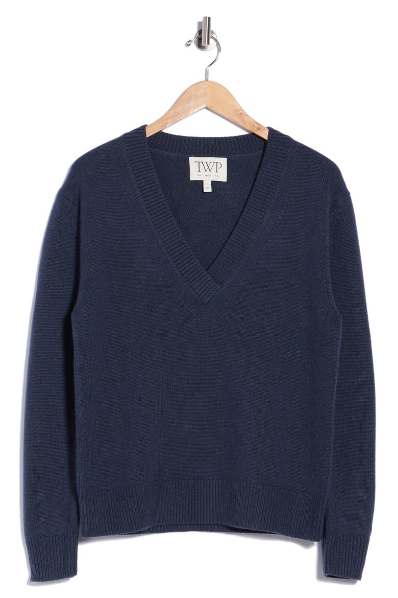 Deep V-Neck Cashmere Sweater, Main, color, SELVEDGE