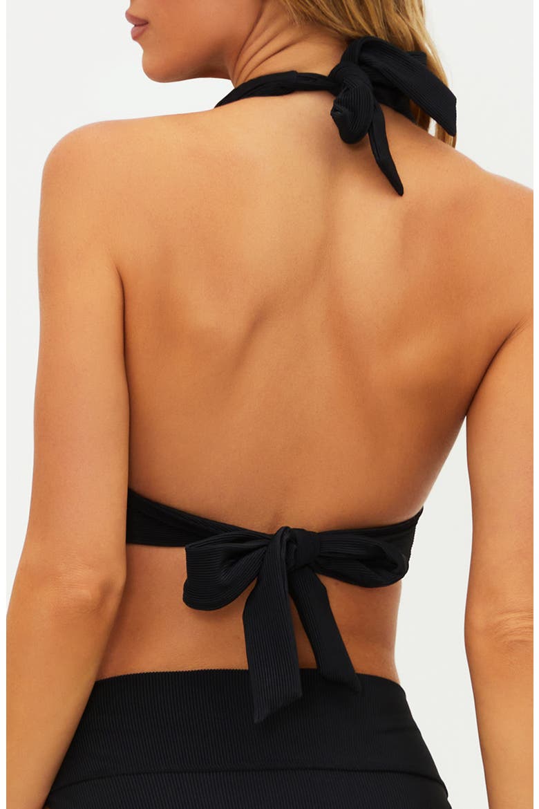 Laurel Halter Bikini Top, Alternate, color, BLACK