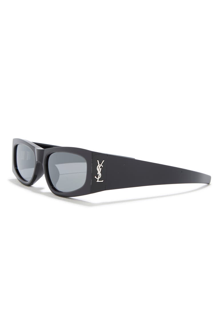 56mm Rectangular Sunglasses, Alternate, color, BLACK BLACK SILVER