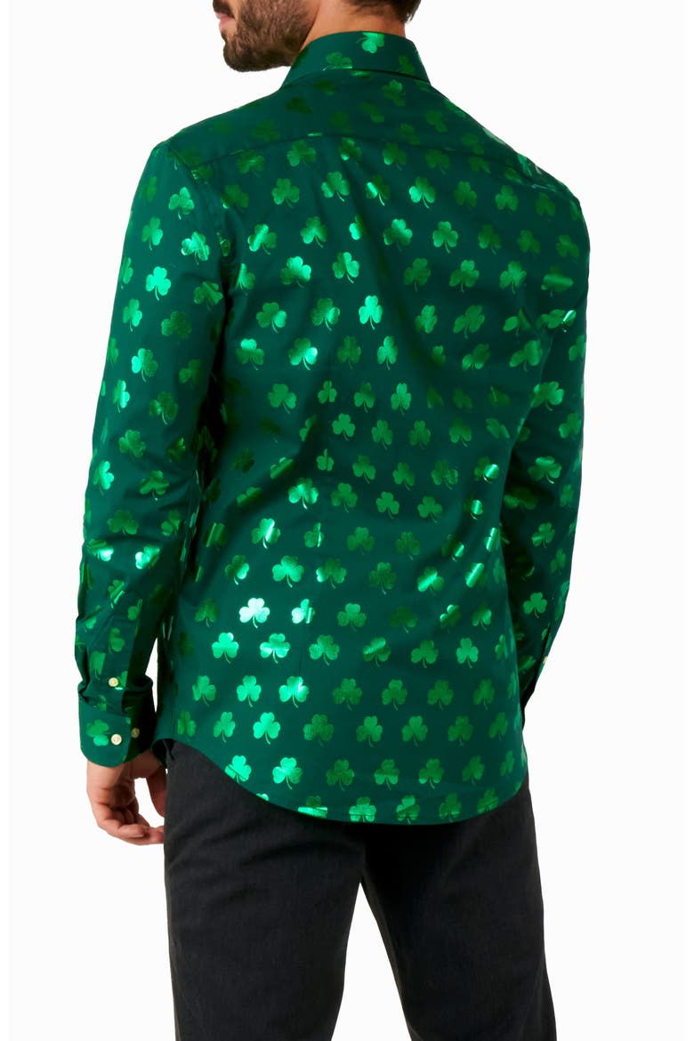 Foil Shamrock Dress Shirt, Alternate, color, GREEN