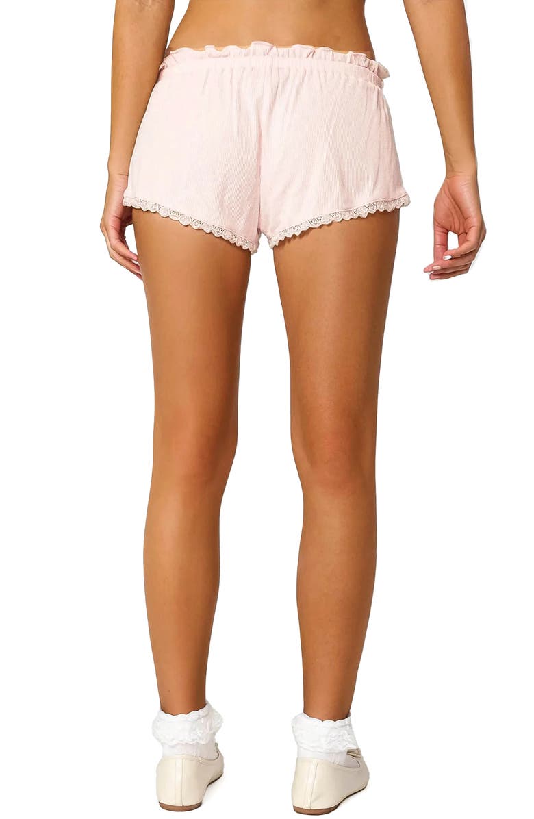 EDIKTED Dream Waffle Knit Shorts, Alternate, color, Pink