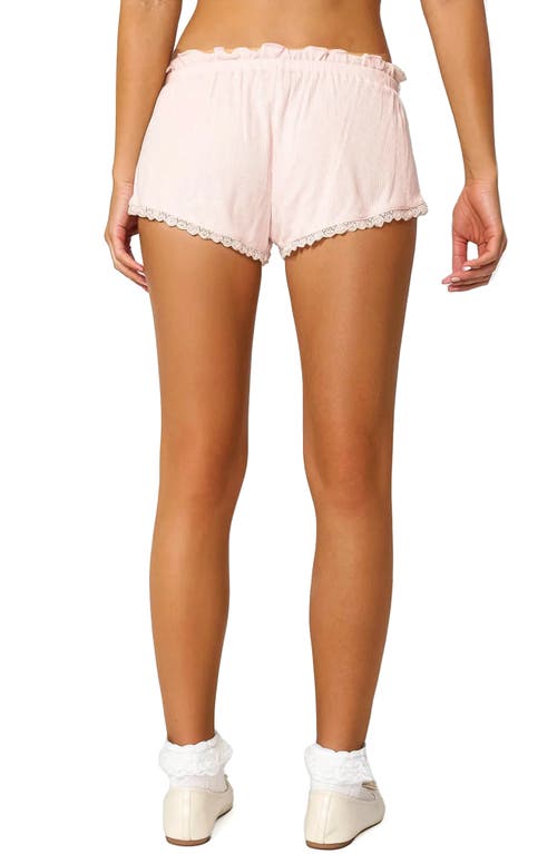 Edikted Dream Waffle Knit Shorts In Pink
