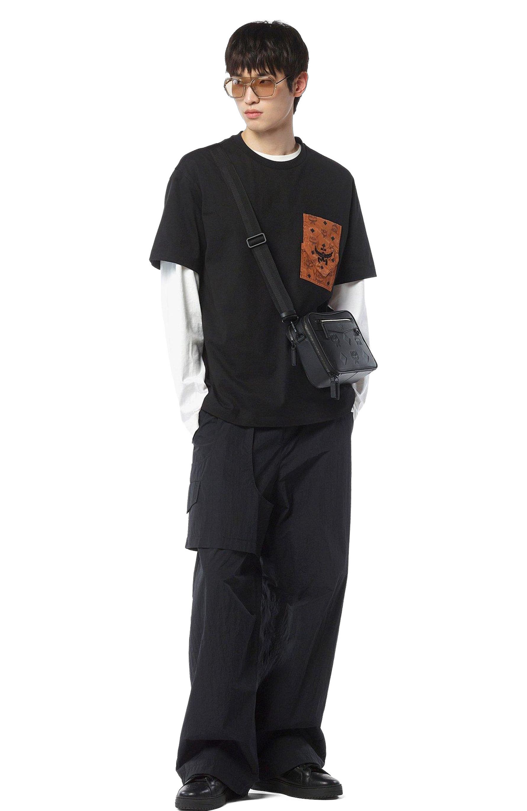 MCM Diamond Camera Bag in Maxi Monogram Leather, Alternate, color, Black