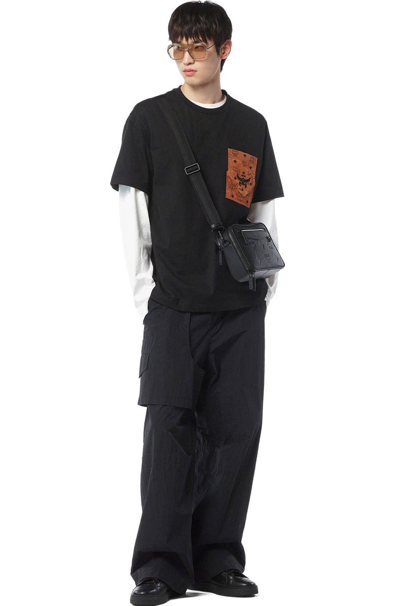 MCM Diamond Camera Bag in Maxi Monogram Leather, Alternate, color, Black