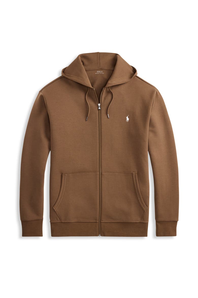 Big & Tall Double-Knit Full-Zip Hoodie, Alternate, color, LUGGAGE BROWN