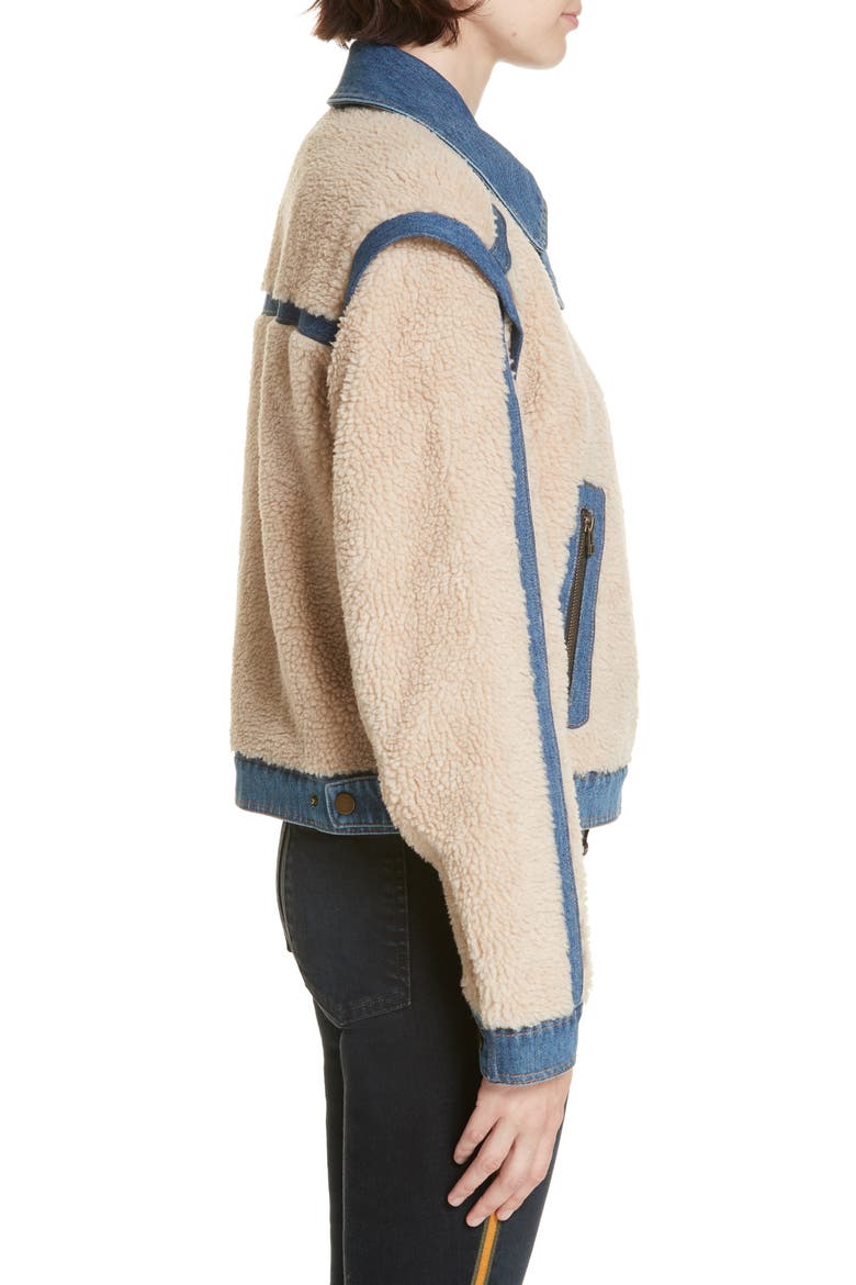Potter Fleece & Denim Jacket, Alternate, color, OATMEAL