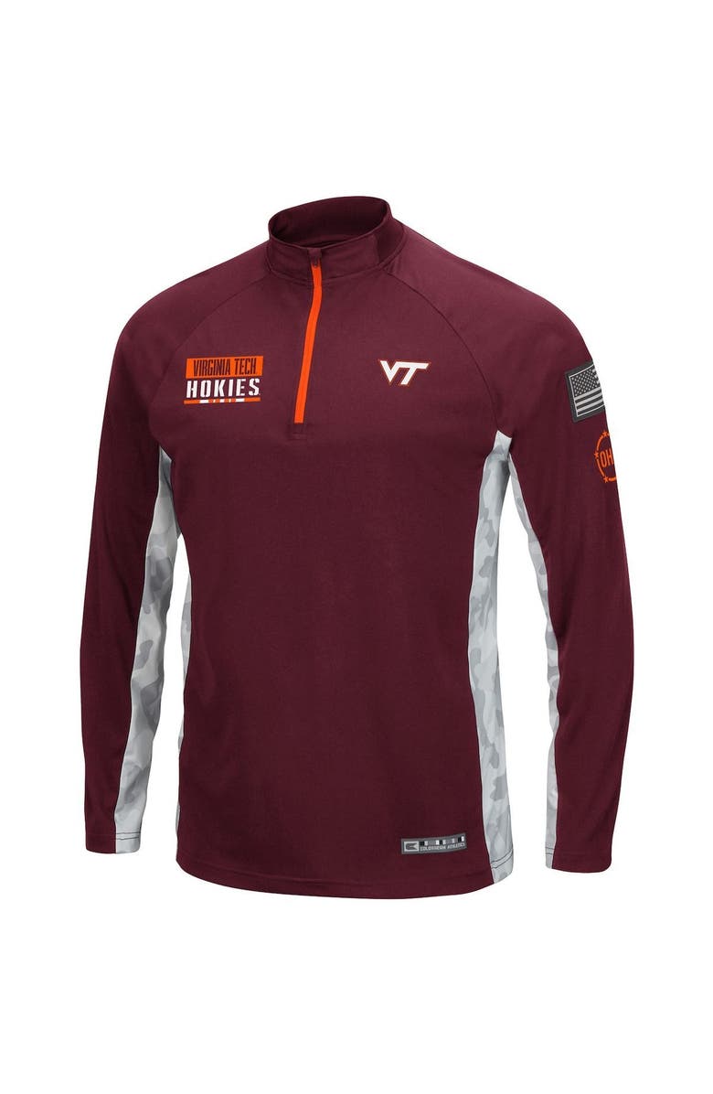 COLOSSEUM Men's Colosseum Maroon Virginia Tech Hokies OHT Military Appreciation Snow Cruise Raglan 1/4-Zip Jacket, Alternate, color, 