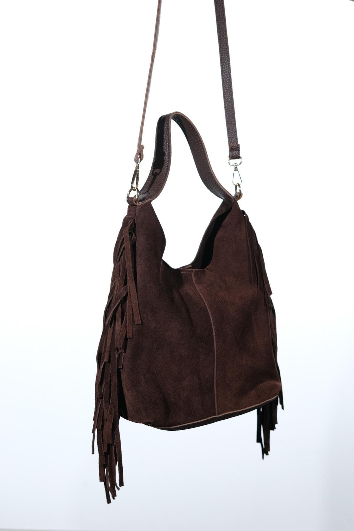Forever & Always Shoes VALS Leather Shoulder Bag, Alternate, color, Brown Suede